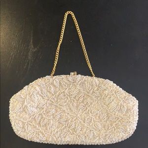 Vintage beaded Clutch with gold chain.